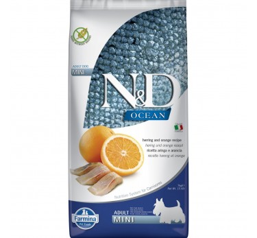 Фармина N&D Dog Ocean сельдь и апельсин для взрослых собак мини, 2,5кг