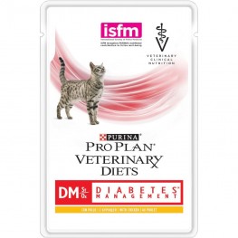 ПРО ПЛАН Влажный корм Purina Pro Plan Veterinary Diets DM корм для кошек при диабете с курицей, пауч, 85 г