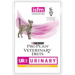 ПРО ПЛАН Влажный корм Purina Pro Plan Veterinary diets UR, корм для кошек при болезнях нижних отделов мочевыводящих путей c курицей, пауч, 85 г