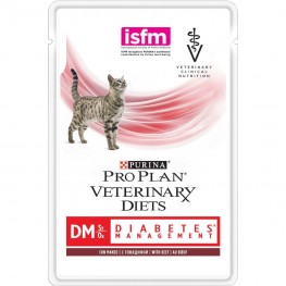 ПРО ПЛАН Влажный корм Purina Pro Plan Veterinary Diets DM для кошек с диабетом, говядина, пауч, 85 г