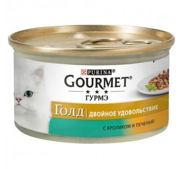 Консервы для кошек Purina Gourmet Gold Двойное удовольствие, кролик и печень, банка, 85 г