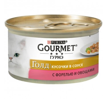 Консервы для кошек Purina Gourmet Gold, форель и овощи, банка, 85 г