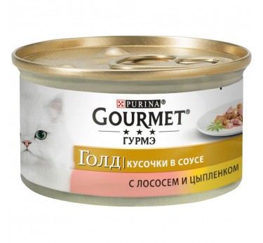 Консервы для кошек Purina Gourmet Gold, лосось и цыплёнок, банка, 85 г