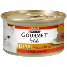 Консервы для кошек Purina Gourmet Gold Нежная начинка, говядина, банка, 85 г