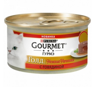 Консервы для кошек Purina Gourmet Gold Нежная начинка, говядина, банка, 85 г