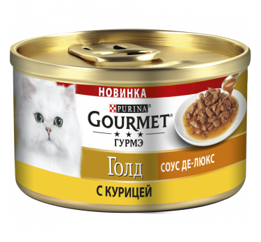 Влажный корм Purina Gourmet Гурмэ Голд Соус Де-люкс для кошек с курицей в роскошном соусе, банка, 85 г