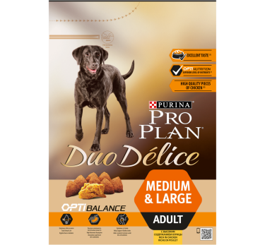 ПРО ПЛАН Сухой корм Purina Pro Plan DUO DELICE для взрослых собак крупных и средних пород с курицей и рисом