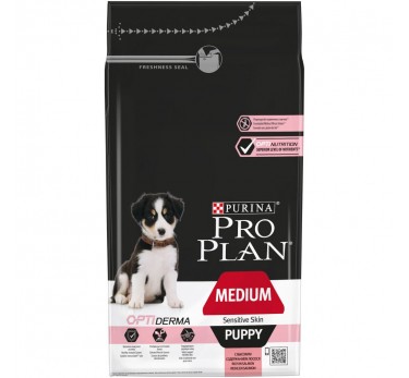 ПРО ПЛАН Сухой корм Purina Pro Plan для щенков средних пород с чувствительной кожей, лосось с рисом, пакет, 1,5 кг