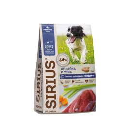 Сириус корм для собак средних пород, "Индейка и утка с овощами" 12кг