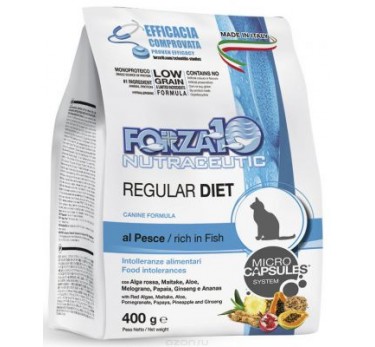 Forza10 Cat Regular Diet pesce Диетический корм для взрослых кошек из океанической рыбы при аллергии 0,4кг